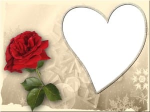 Valentine image with red rose and white heart